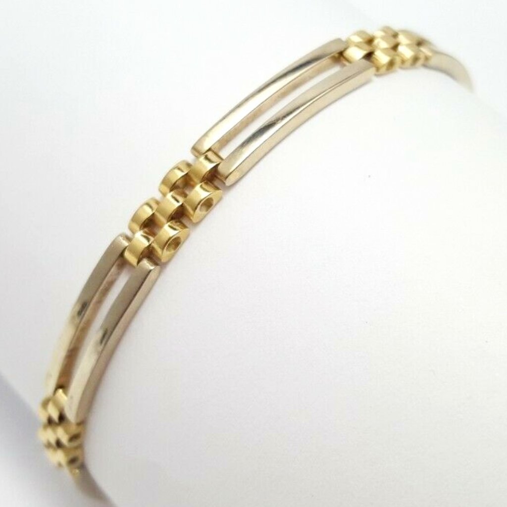 unique 14k two tone multi tone solid yellow gold designer rolex link bracelet